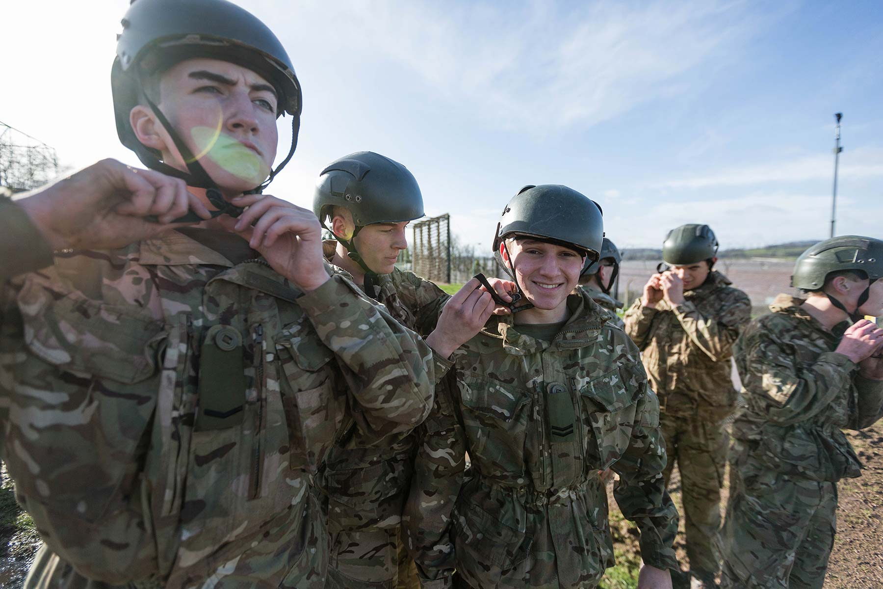 Royal Marines Sea Cadets in camouflage for an outdoor activity