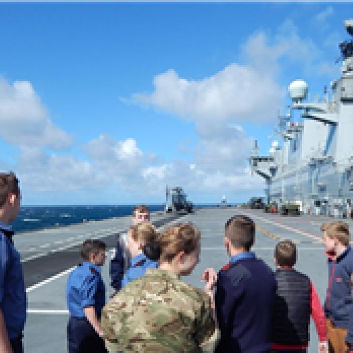 A few of our cadets on the flight deck of HMS...