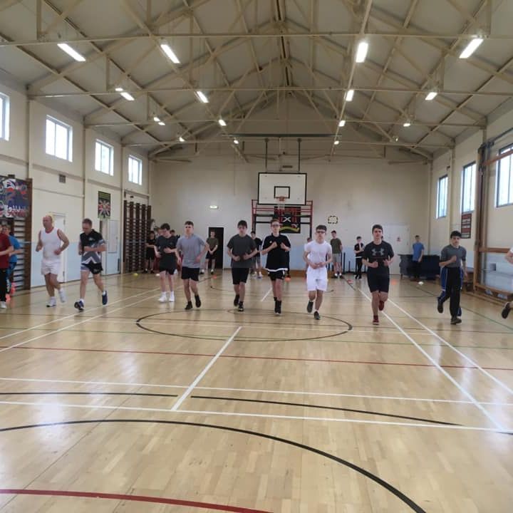 Cadet Ifan undertaking a Multi Stage Fitness Test (Bleep Test) with his classmates