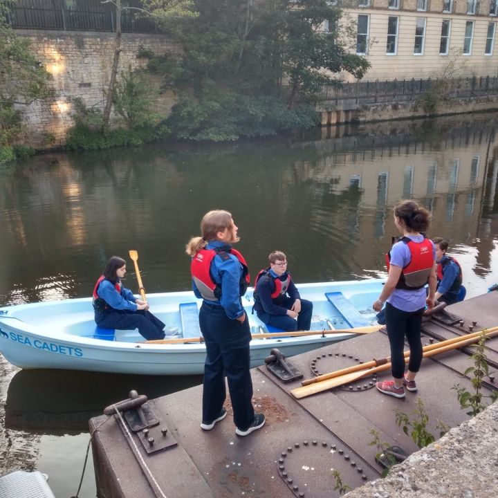PO Flook instructs cadets in rowing