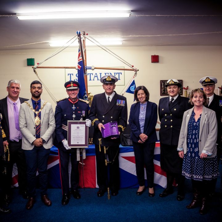 Stoke-on-Trent Sea Cadet Unit receiving the Queens Award