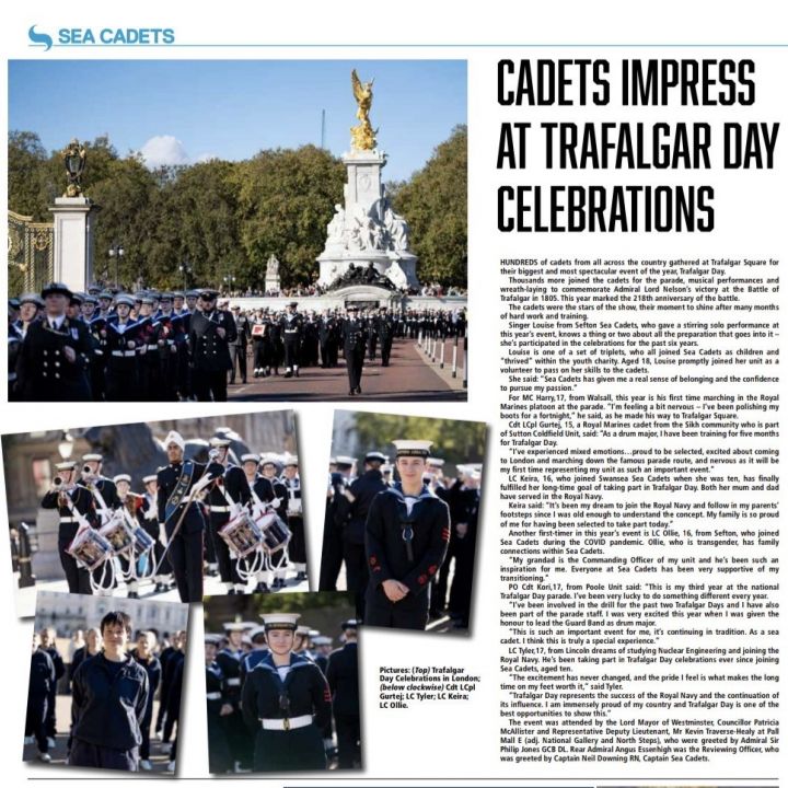 PO Cadet Kori quoted in Navy News