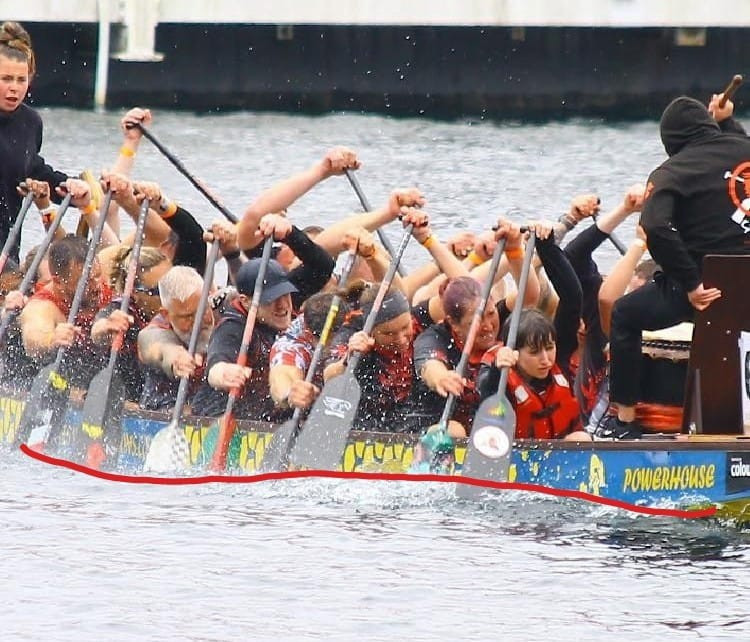 Holly in the GB U18's Dragon Boat