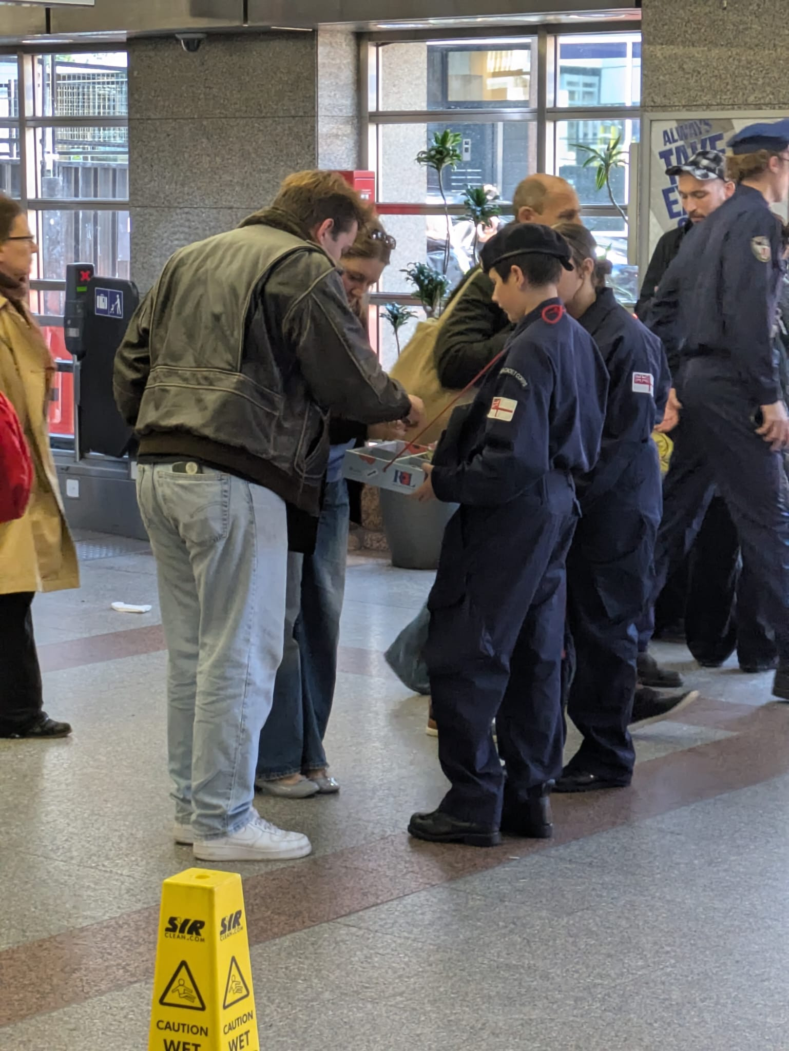 Cadets collecting for the RBL at Angel Station 2025