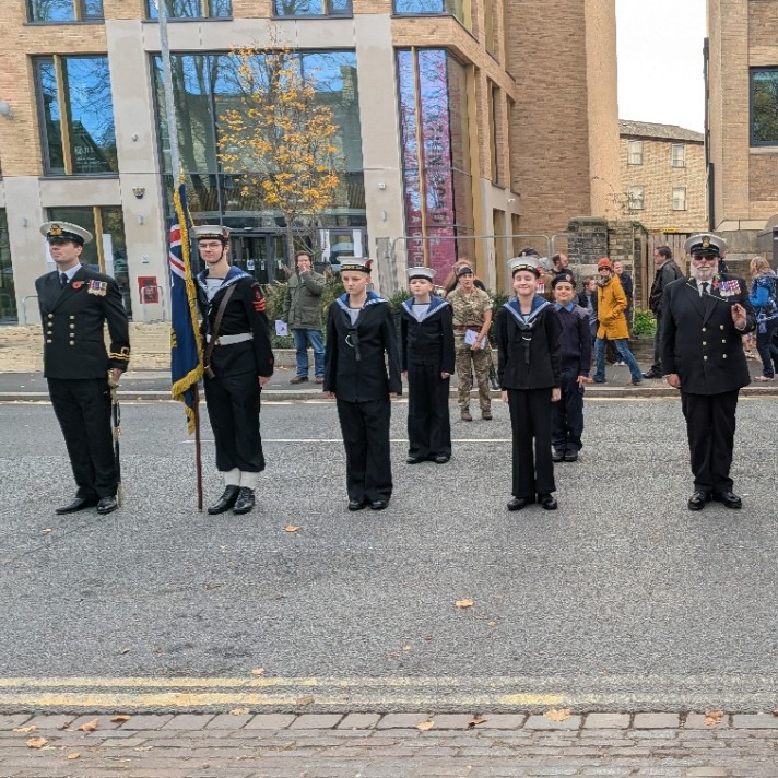 The Unit's bluejackets stood to attention following the Remembrance Parade.