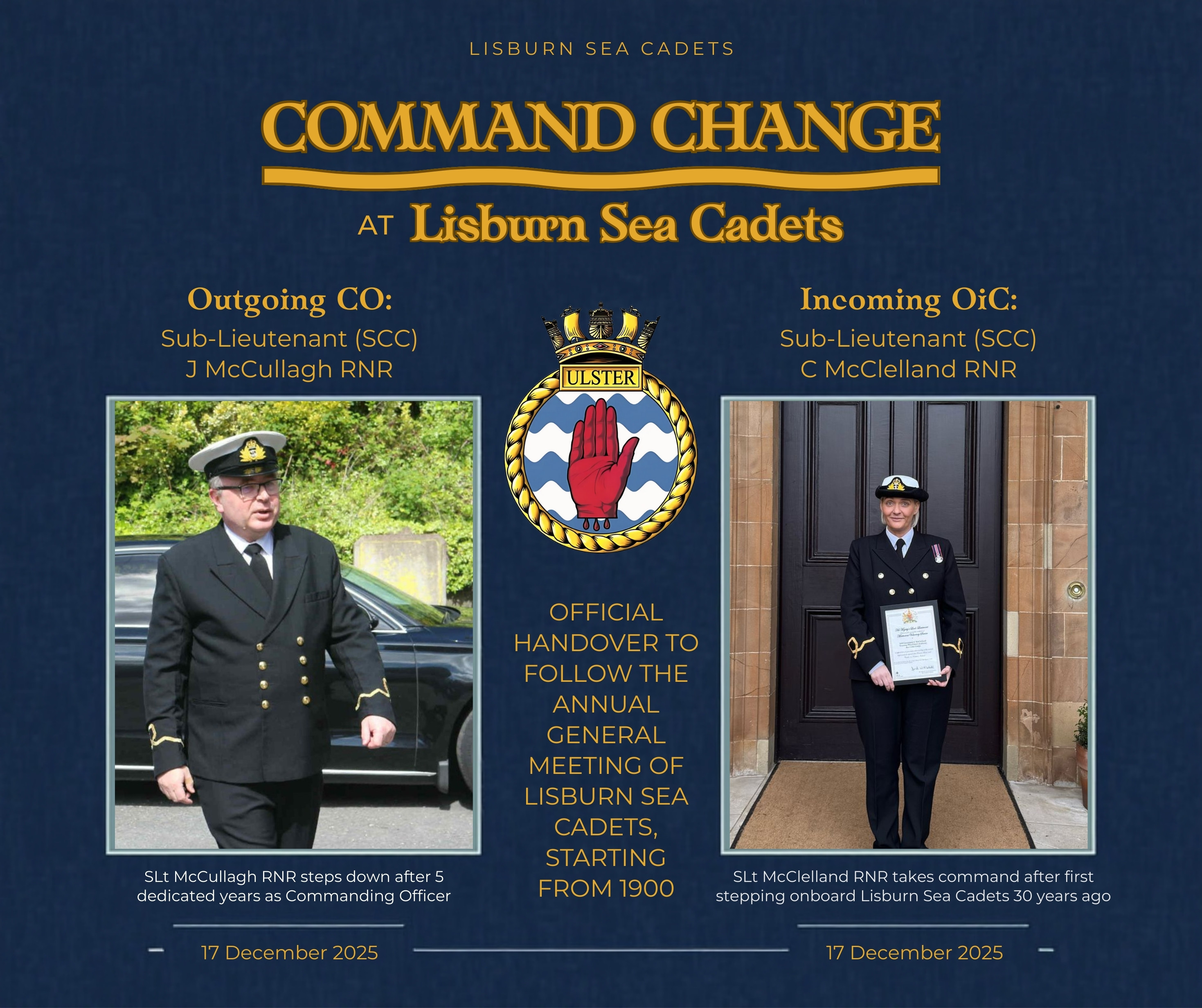 Change of Command at Lisburn Sea Cadets