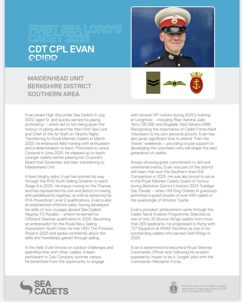 Southern Area First Sea Lord's Cadet 2026!