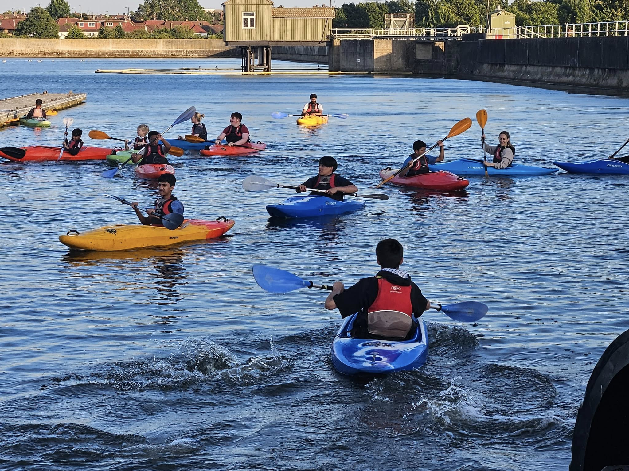 Photo showing cadets kayaking and having fun.