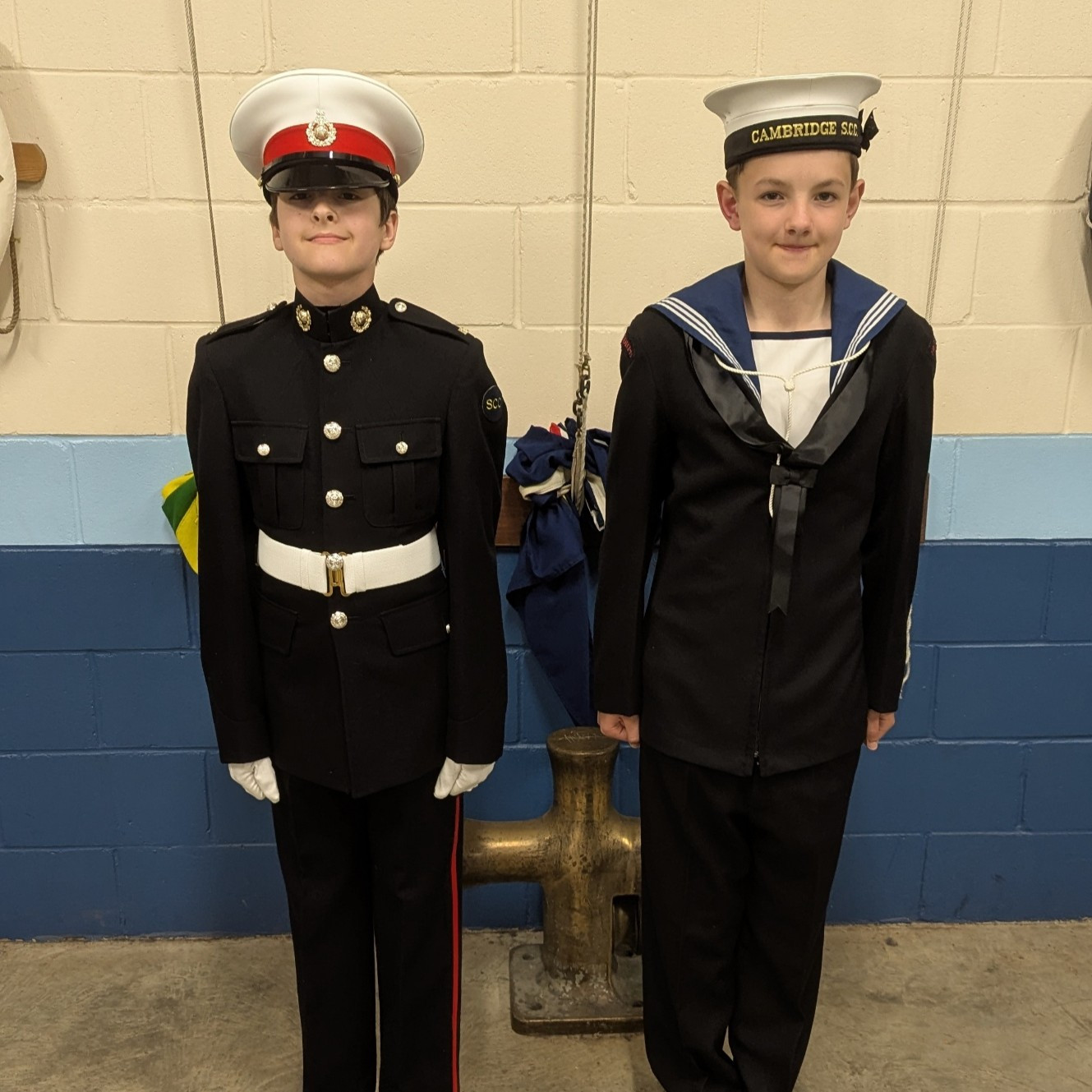 The newly enrolled Royal Marine Cadet Wagstaff and Cadet Mattless.