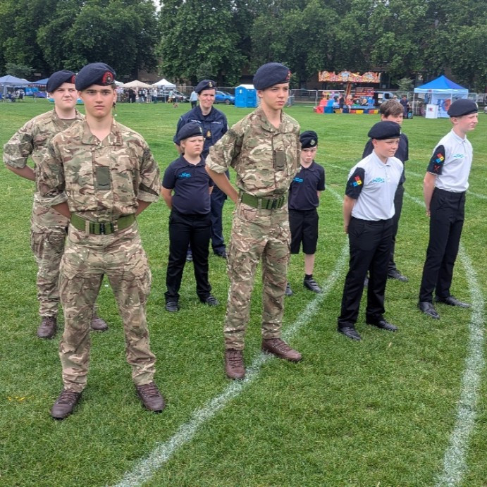 Cadets and Adult Volunteers from the Unit taking part in a short parade at Armed Forces Day.
