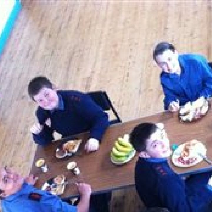 TS BROADSWORD cadets having a hearty and...