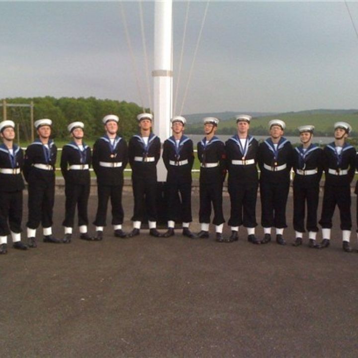 SEAHAM SEA CADETS STAND TO ATTENTION FOR AREA...